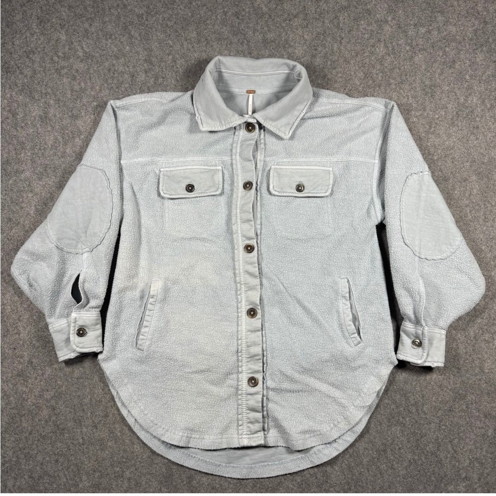 Free People FP Movement Ruby Jacket Light Blue Fleece Oversized Shacket XS/TP
